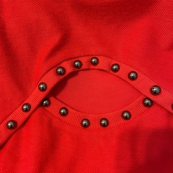 Lulumarie Studded Hot Pink Cutout Sweater - Picture 5 of 5